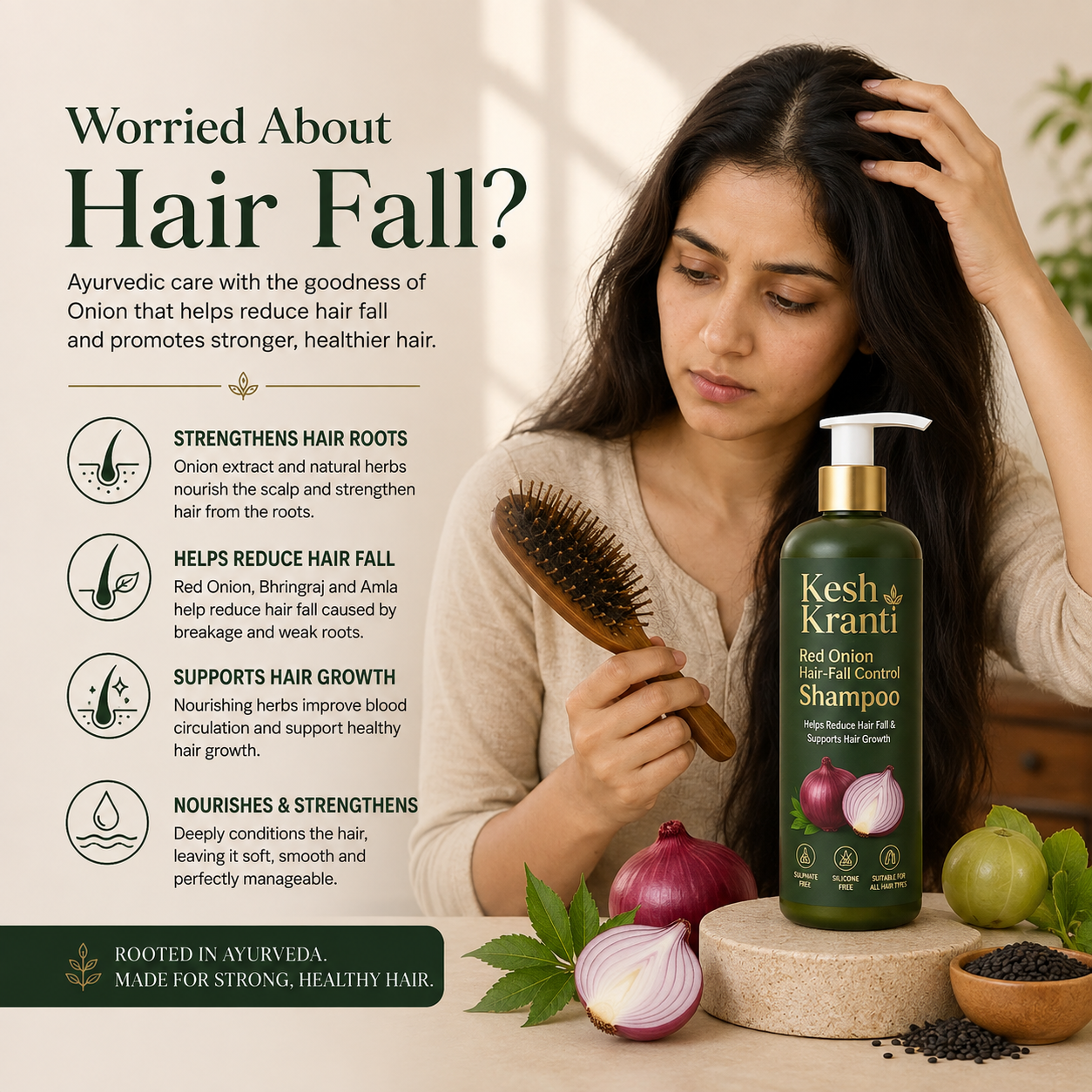 Reduce Hair Fall Naturally with Kesh Kranti Onion Shampoo